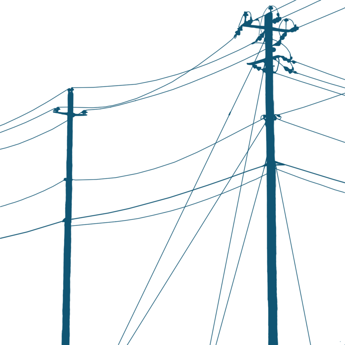 Blue outline of power poles